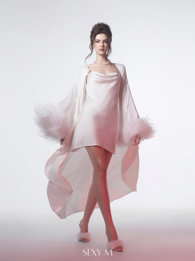 ac02 further bridal - áo choàng cô dâu lụa trắng