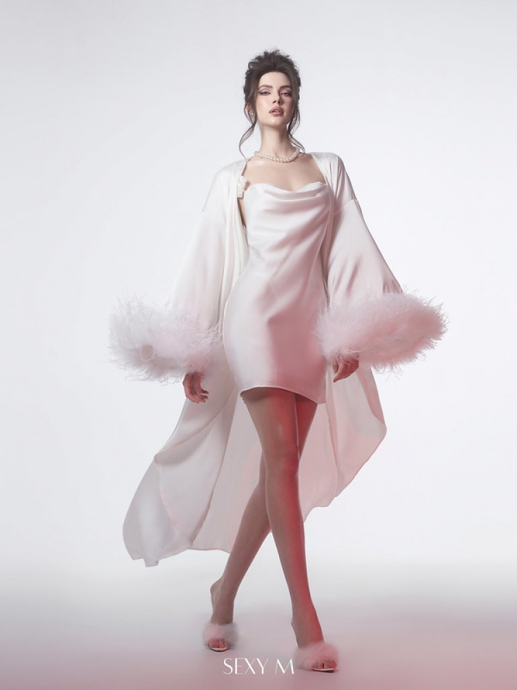 ac02 further bridal - áo choàng cô dâu lụa trắng